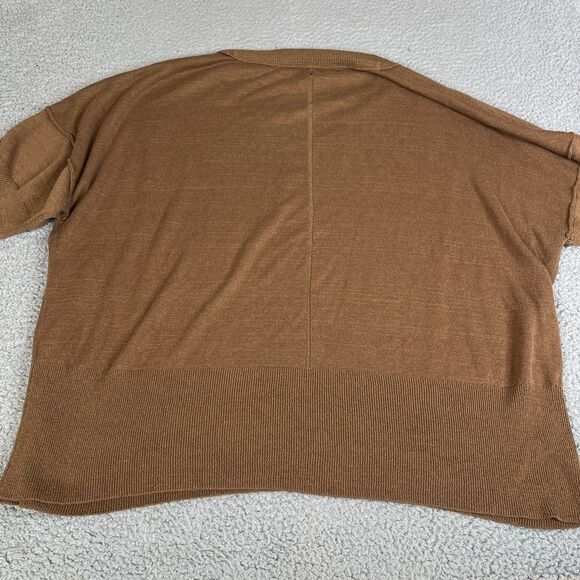 Free People Sweater Women Medium Brown Acrylic Cotton Blend Oversized Ribbed - Picture 6 of 11
